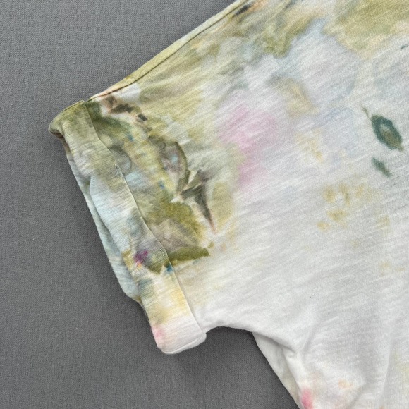 EVERLANE T-shirt Womens Small White Multicolor Hand Dyed Upcycled Cuffed Crew - Picture 6 of 14